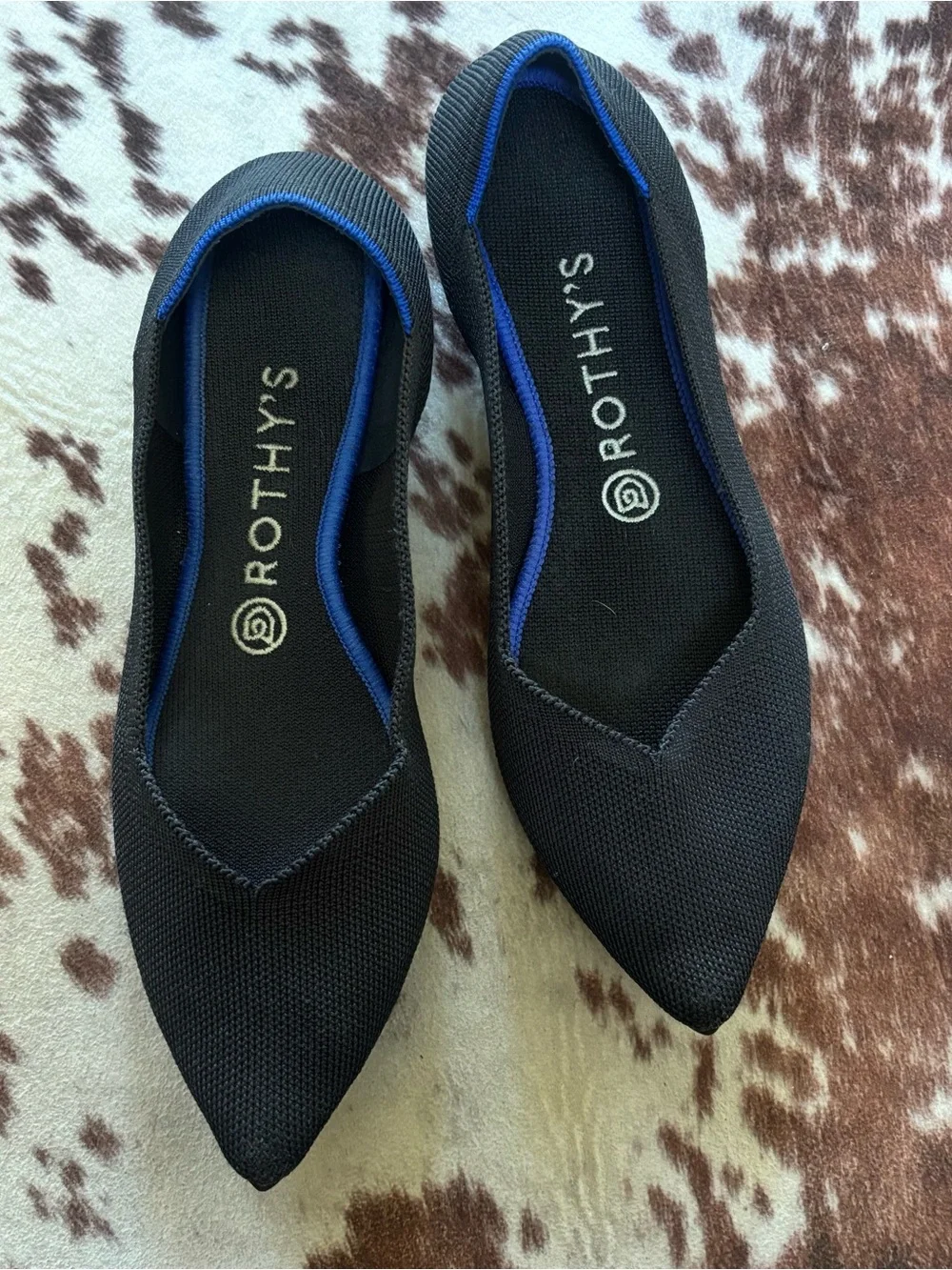 Rothy’s The Point Black Knit Pointed Toe Flats Women’s Size 9 - Picture 2 of 4